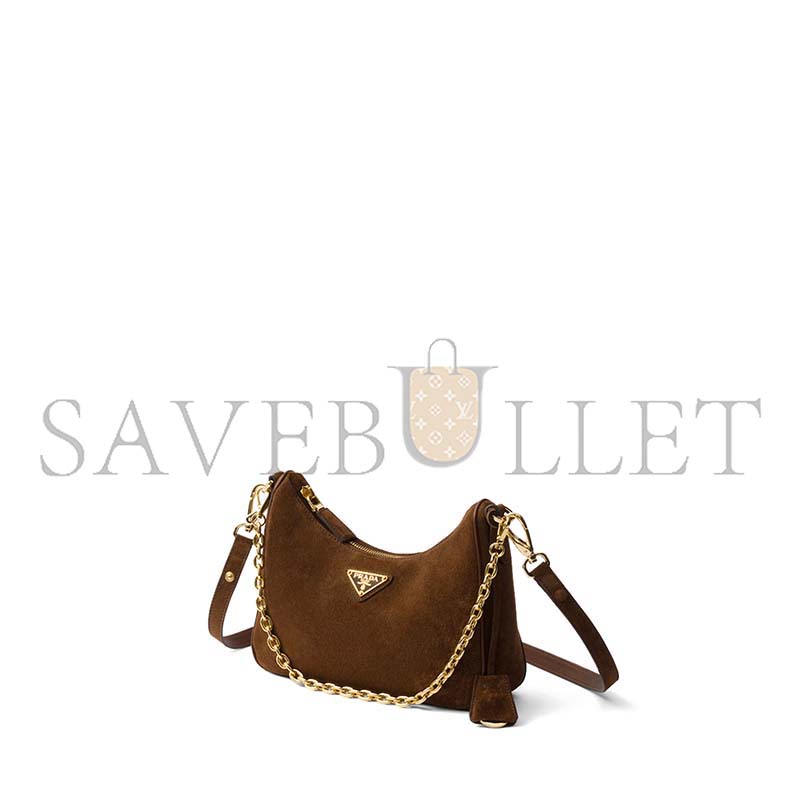 Pra*a mini re-edition shoulder bag in suede (22*18*6cm)